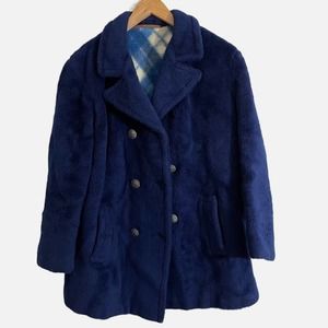 Vintage Sears Blue Peacoat Plaid Lining Women's Large